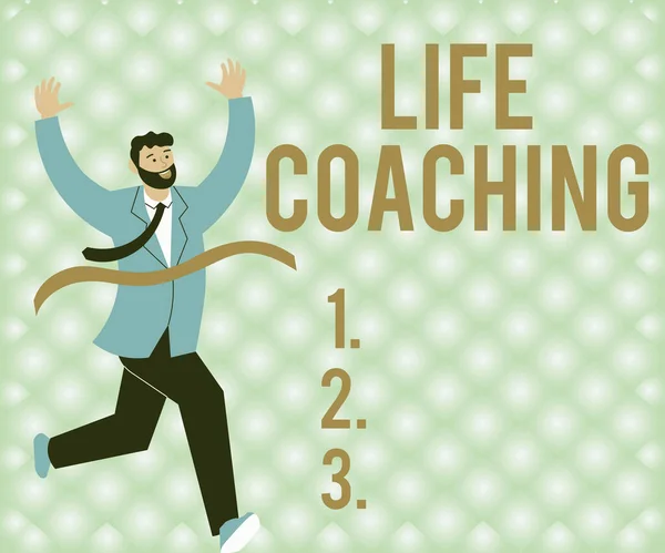 Sign Exibindo Life Coaching Abordagem Negócios Melhorar Vidas Por Desafios — Fotografia de Stock