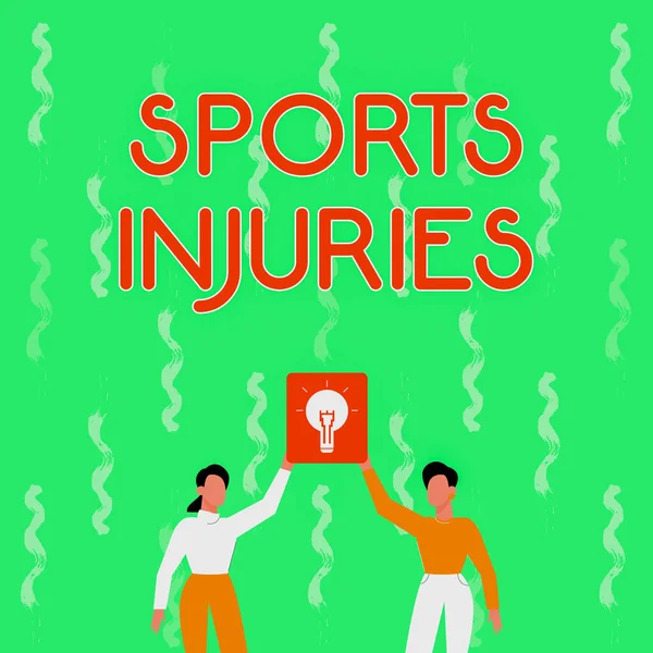 Szöveges Felirat Amely Bemutatja Sportsérüléseket Üzleti Kirakat Típusú Sérülések Fordulnak — Stock Fotó