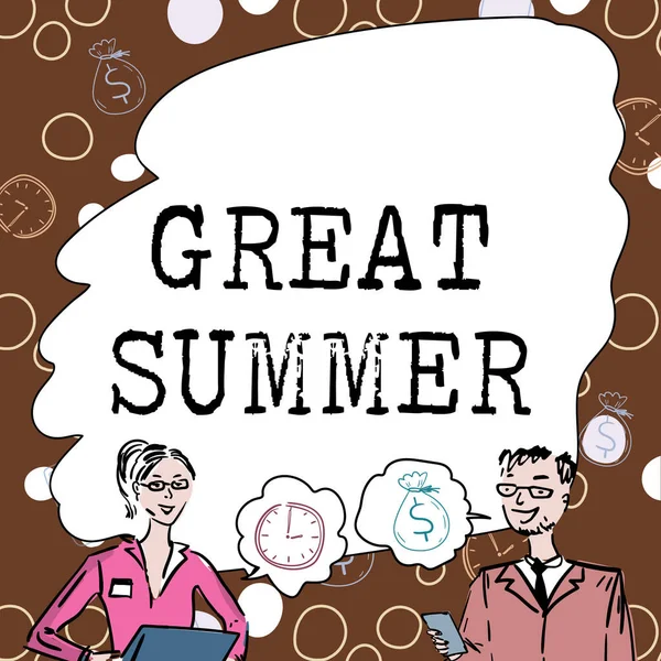 Znaki Pisma Ręcznego Great Summer Internet Concept Having Fun Good — Zdjęcie stockowe