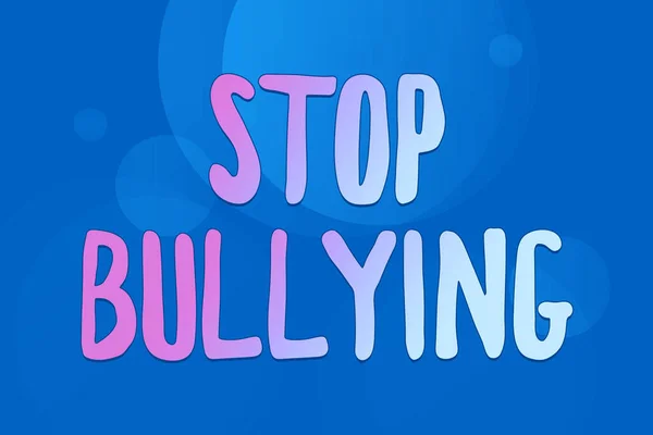 Text showing inspiration Stop Bullying. Business approach Fight and Eliminate this Aggressive Unacceptable Behavior Line Illustrated Backgrounds With Various Shapes And Colours.
