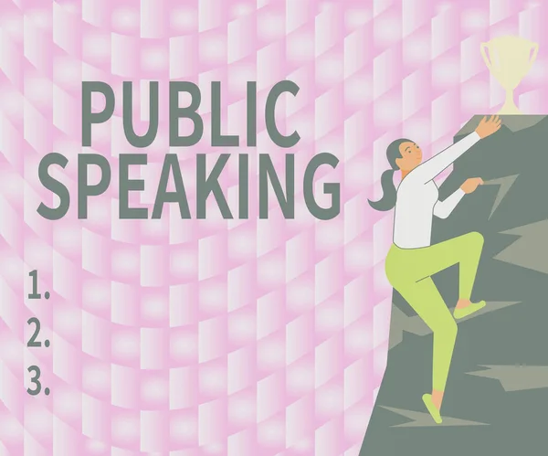 Legenda Texto Apresentando Public Speaking Abordagem Negócios Falando Mostrando Estágio — Fotografia de Stock