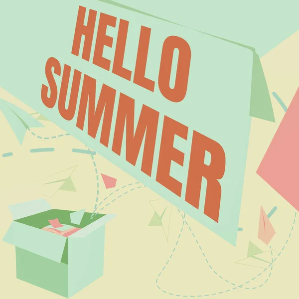 Hand Writing Sign Hello Summer Business Overview Welcoming Warmest Season — Stock Photo, Image