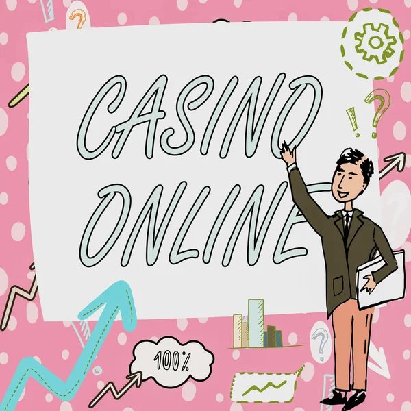 Konceptuální Titulek Kasino Online Obchodní Přehled Computer Poker Game Gamble — Stock fotografie