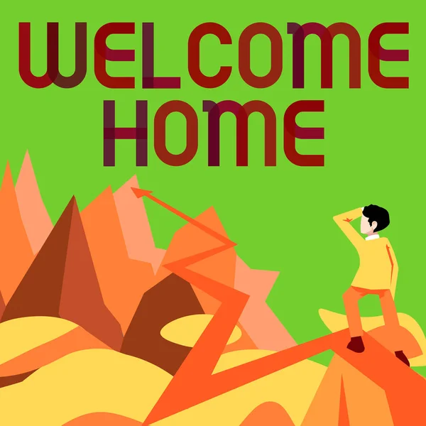 Legenda Texto Apresentando Welcome Home Business Concept Expression Greetings Novos — Fotografia de Stock