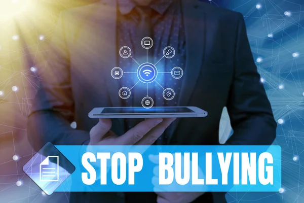 Написание Отображения Текста Stop Bullying Word Fight Eliminate Aggressive Unacceptable — стоковое фото