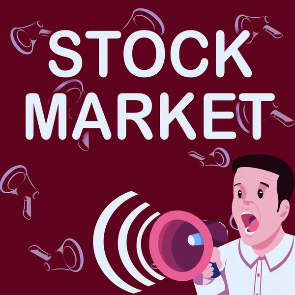 Exibição Conceitual Stock Market Internet Concept Mercado Particular Onde Ações — Fotografia de Stock
