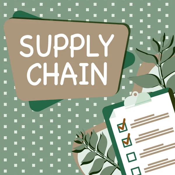 Ispirazione Mostrando Segno Supply Chain Word Scritto Sistema Organizzazione Processi — Foto Stock