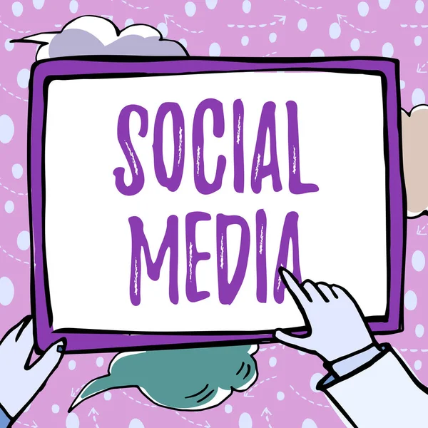 Tekst Pokazujący Inspirację Media Społecznościowe Przegląd Biznesu Kanał Komunikacji Online — Zdjęcie stockowe