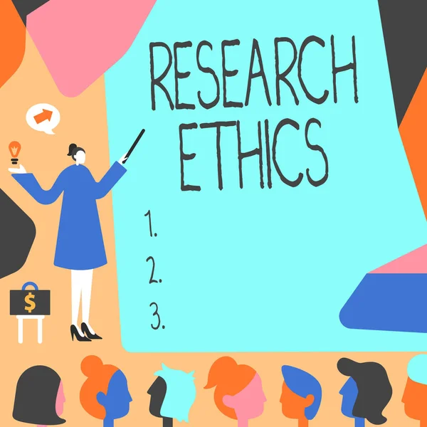 Inspiratie Toont Teken Research Ethics Internet Concept Geïnteresseerd Analyse Van — Stockfoto