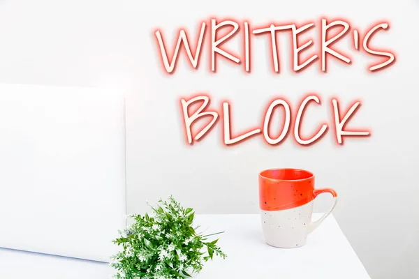 Sign displaying Writer S Block, Concept meaning Condition of being unable to think of what to write Tidy Workspace Setup, Writing Desk Tools Equipment, Smart Office