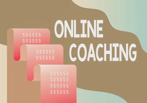 Sign Exibindo Online Coaching Conceito Negócio Aprender Com Internet Line — Fotografia de Stock