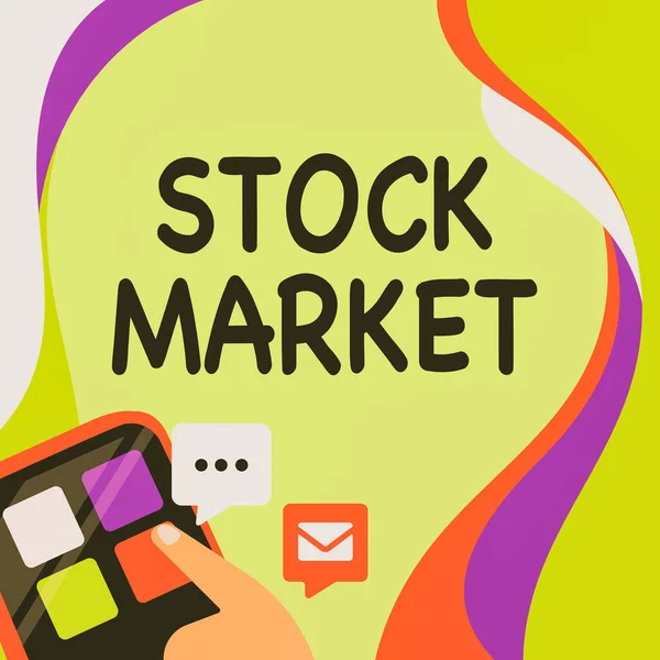 Bildunterschrift Großansicht Des Bildes Mit Der Bildunterschrift Aktienmarkt Business Schaufenster — Stockfoto