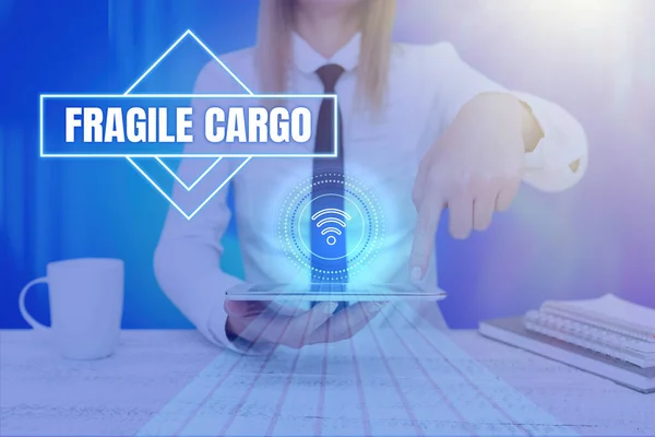 Текстовий Знак Показує Fragile Cargo Концепція Означає Обробка Грубого Міхура — стокове фото