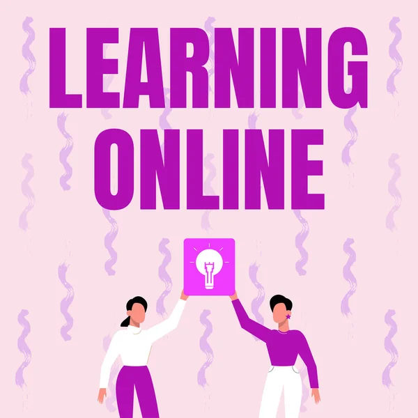 Didascalia Testo Che Presenta Learning Online Foto Concettuale Imparare Qualcosa — Foto Stock