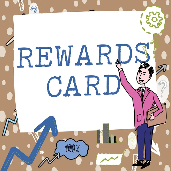 Bildunterschrift Großansicht Des Bildes Mit Der Bildunterschrift Rewards Card Word — Stockfoto