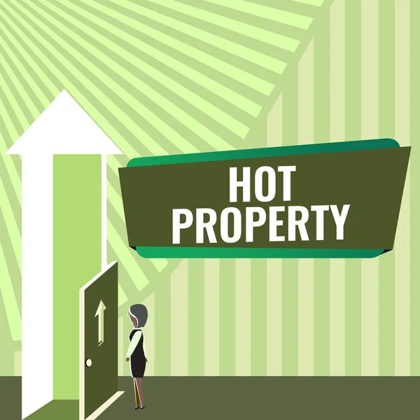 Znak Tekstowy Pokazujący Hot Property Internet Concept Coś Jest Poszukiwane — Zdjęcie stockowe