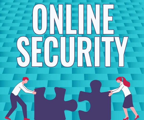 Tekstbord Met Online Security Concept Betekent Regels Beschermen Tegen Aanvallen — Stockfoto