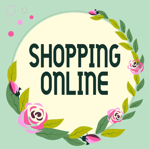 Unterzeichnen Anzeige Online Shopping Internet Konzept Kauf Sie Wollen Über — Stockfoto