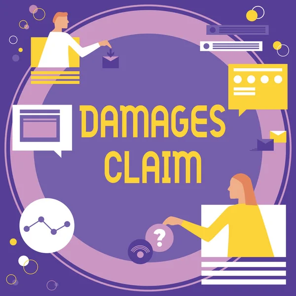 Conceptual Display Damages Claim Business Overview Demand Compensation Litigate Insurance — Stock Fotó