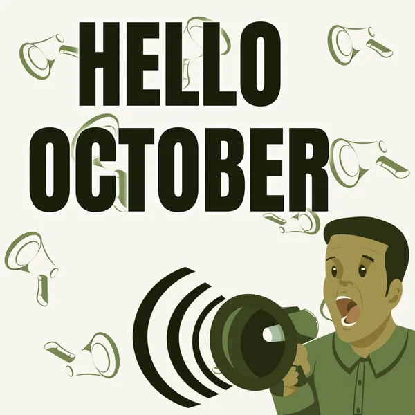 Kézírás Szöveg Hello Október Internet Concept Utolsó Negyedév Tizedik Hónap — Stock Fotó
