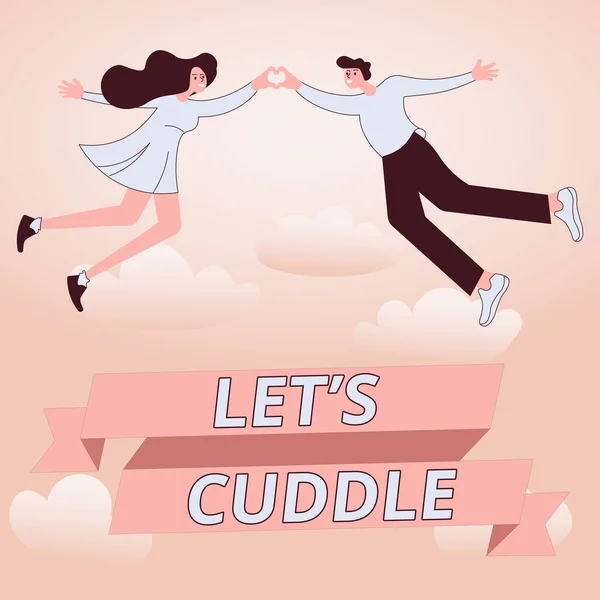 Konceptvisning Lets Cuddle Affärsidé Uttrycka Kärlek Mellan Par Par Som — Stockfoto