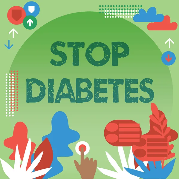 Tekst Pisma Stop Cukrzycy Pomysł Biznes Poziom Cukru Krwi Jest — Zdjęcie stockowe