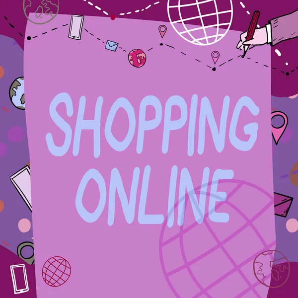 Teks Yang Menunjukkan Inspirasi Shopping Online Konsep Bisnis Yang Membeli — Stok Foto