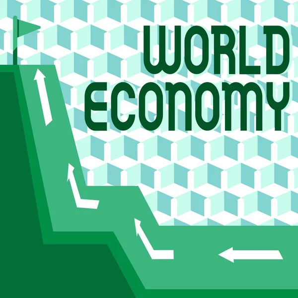 Escribir Mostrando Texto Economía Mundial Idea Negocio Global Todo Mundo —  Fotos de Stock