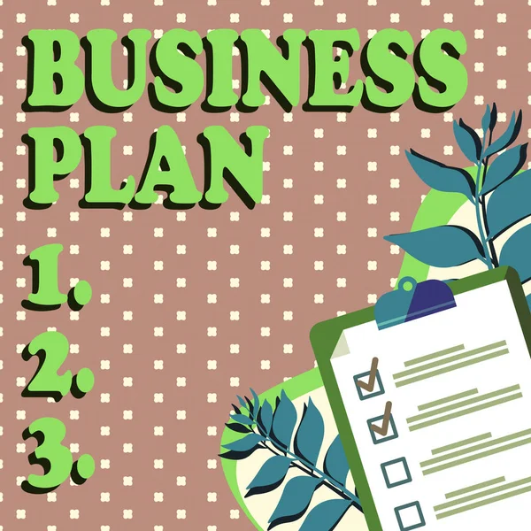 Segnale Testo Che Mostra Business Plan Business Idea Obiettivi Obiettivi — Foto Stock