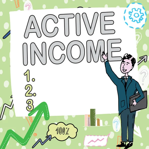 액티브 인터넷 데이터베이스 Active Income Business Approach Royalties Salaries Financial — 스톡 사진