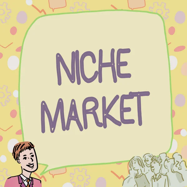 手写标志Niche Market Business Idea Subset Market Which Specific Product Focused — 图库照片