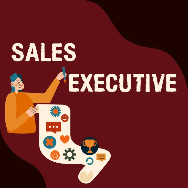 Conceptuele Bijschrift Sales Executive Conceptuele Foto Verantwoordelijk Voor Algemene Verkoopactiviteiten — Stockfoto