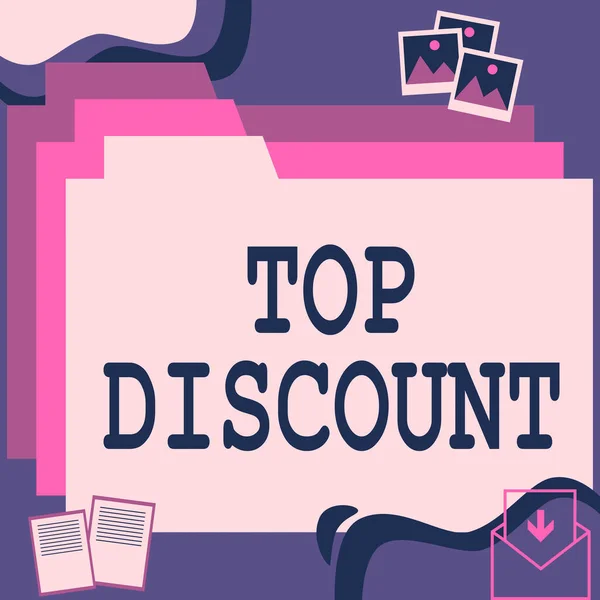 Konceptuell Bildtext Top Discount Business Showcase Bästa Pris Garanterat Heta — Stockfoto