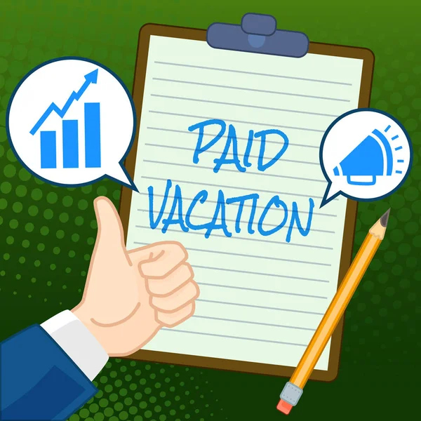 Tanda Teks Menampilkan Paid Vacation Word Sabbatical Weekend Holiday Time — Stok Foto