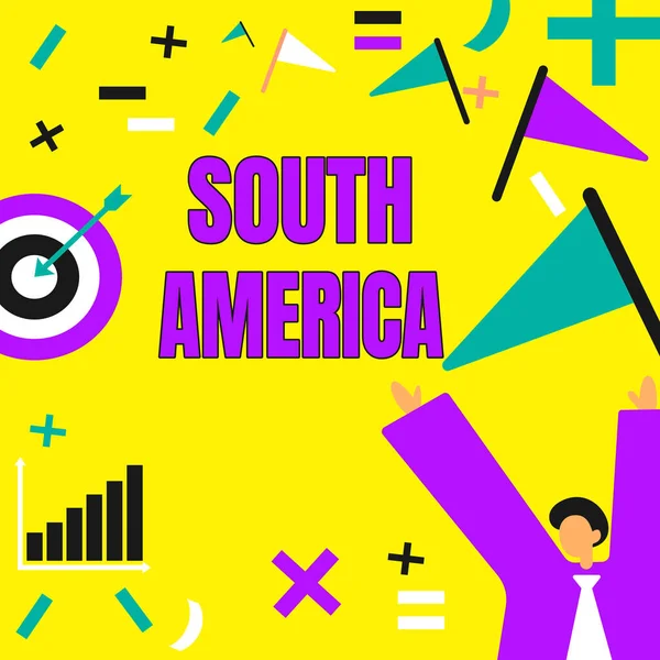Textschild Das Südamerika Zeigt Wort Für Kontinent Der Westlichen Hemisphäre — Stockfoto