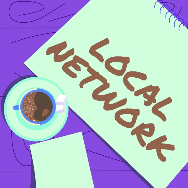 Tekstskilt Som Viser Local Network Word Intranet Lan Radio Waves – stockfoto