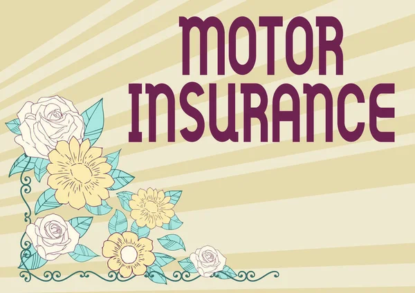 Handwriting text Motor Insurance, Conceptual photo Provides financial compensation to cover any injuries Blank Frame Decorated With Abstract Modernized Forms Flowers And Foliage.