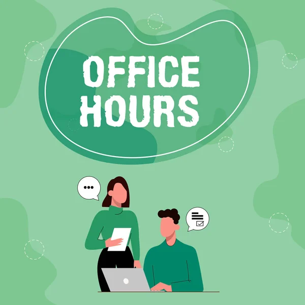 Sign Displaying Office Hours Concept Meaning Hours Який Бізнес Зазвичай — стокове фото