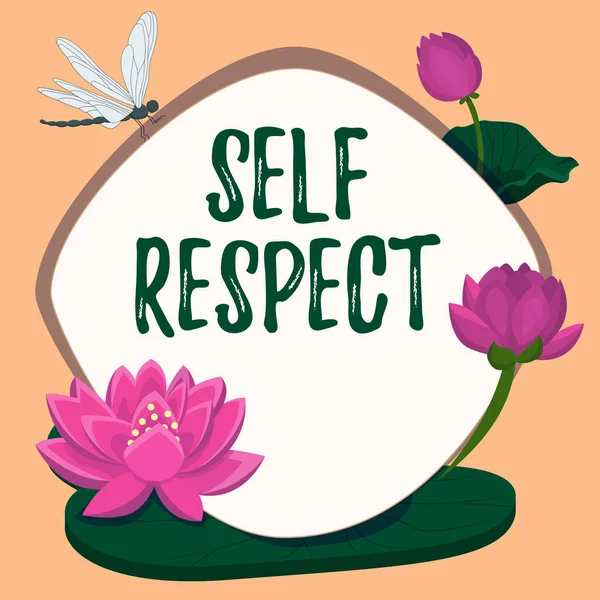 Text showing inspiration Self Respect, Conceptual photo Pride and confidence in oneself Stand up for yourself Frame decorated with colorful flowers and foliage arranged harmoniously.