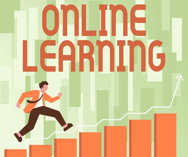 Firma Mano Online Learning Internet Concept Larning Con Assistenza Internet — Foto Stock