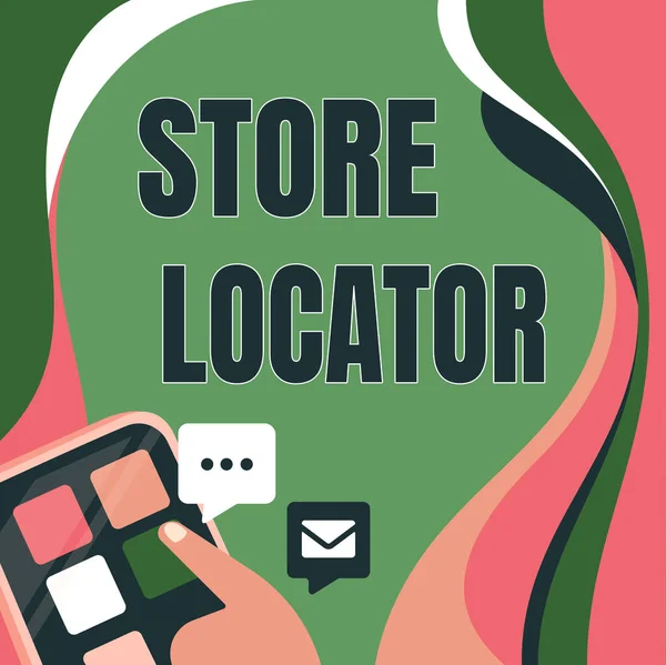 Display Concettuale Store Locator Approccio Business Conoscere Numero Contatti Dell — Foto Stock