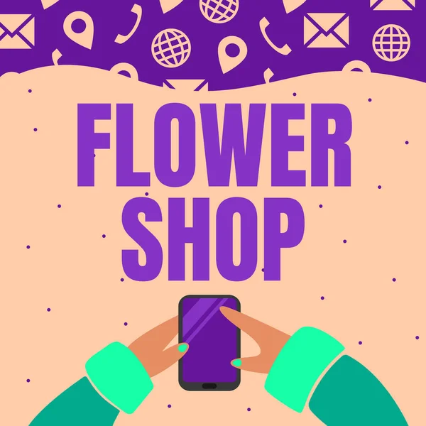 Handwriting Text Flower Shop Word Cut Flower Sold Fornamations Gift — 스톡 사진