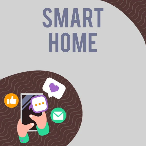 Schreiben Von Textanzeigen Smart Home Geschäftskonzept Automatisierungssystem Steuerung Beleuchtung Klima — Stockfoto