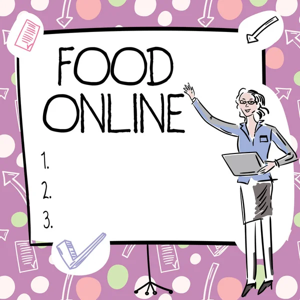 Bildunterschrift Großansicht Des Bildes Mit Der Bildunterschrift Food Online Word — Stockfoto