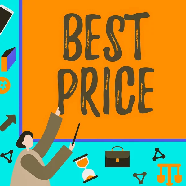 Sign Exibindo Melhor Preço Vitrine Negócios Comprador Vendedor Pode Obter — Fotografia de Stock