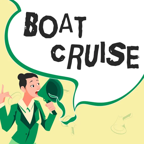 Pisanie Wyświetlanie Tekstu Boat Cruise Biznes Showcase Żeglować Obszarze Bez — Zdjęcie stockowe