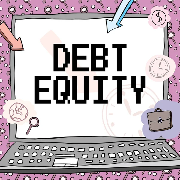 Schreiben Von Text Debt Equity Word Zur Teilung Der Gesamtverbindlichkeiten — Stockfoto
