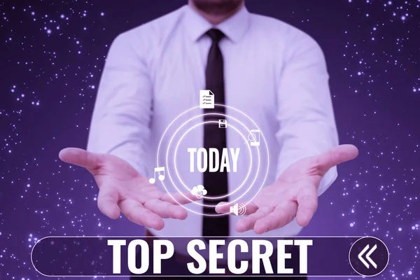 Inspiration Die Zeichen Zeigt Top Secret Geschäftsidee Jemandem Wichtige Daten — Stockfoto