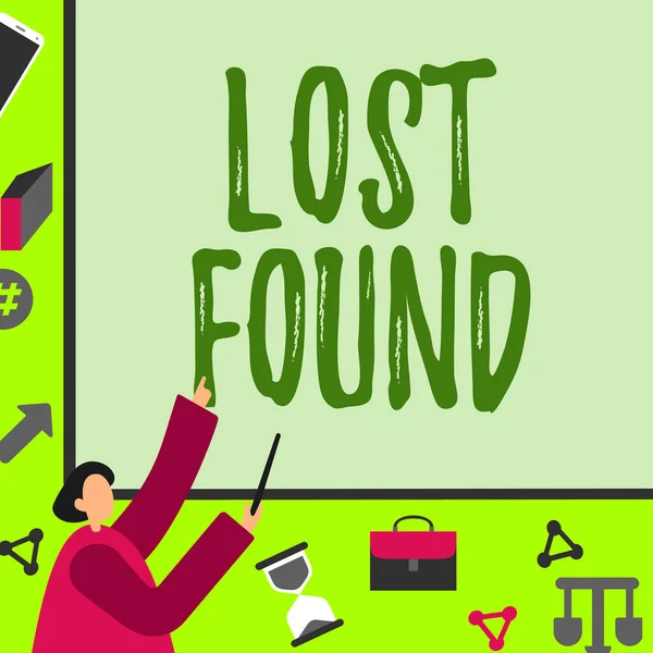 Text Bildtext Presenterar Lost Found Begreppet Mening Saker Som Kvar — Stockfoto