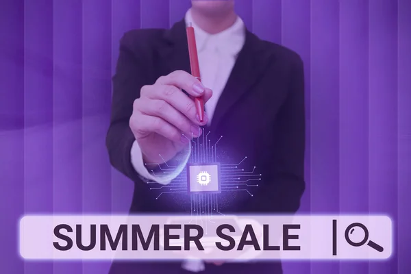 Text Som Visar Inspiration Summer Sale Business Showcase Årliga Rabatterbjudanden — Stockfoto
